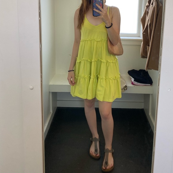 Zara Dresses & Skirts - Zara Lime Green Tiered Spaghetti-Strap Dress for Girls